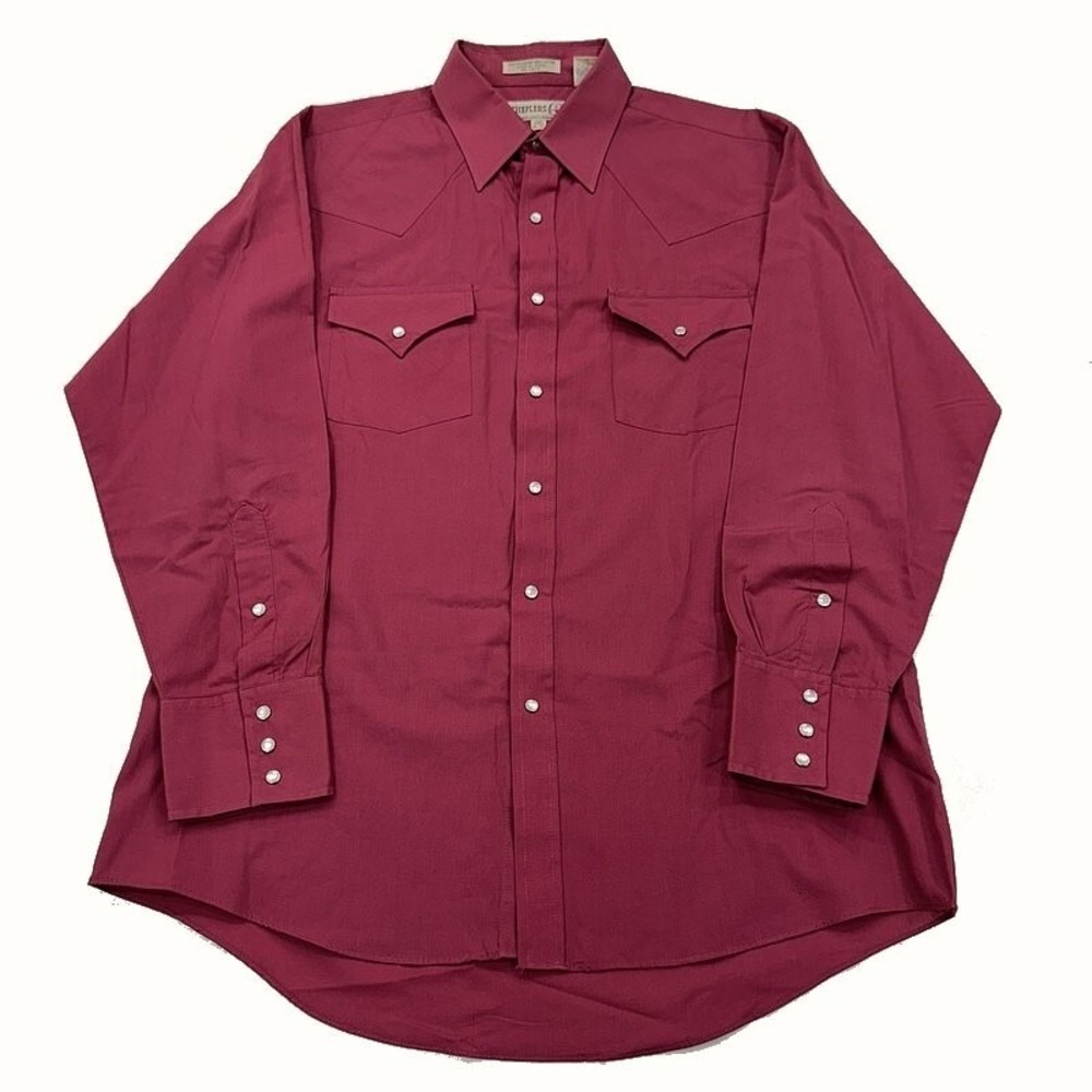 Sheplers Western‎ Long Sleeve Pearl Snap Shirt Size 16 33 Pink Mens